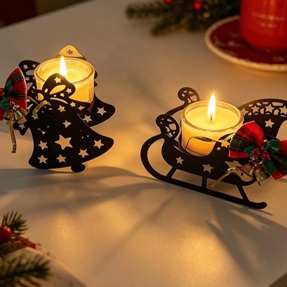 Deer Elk Xmas Desk Decoration Snowflake Candlestick Christmas Ornaments Mantel Decor