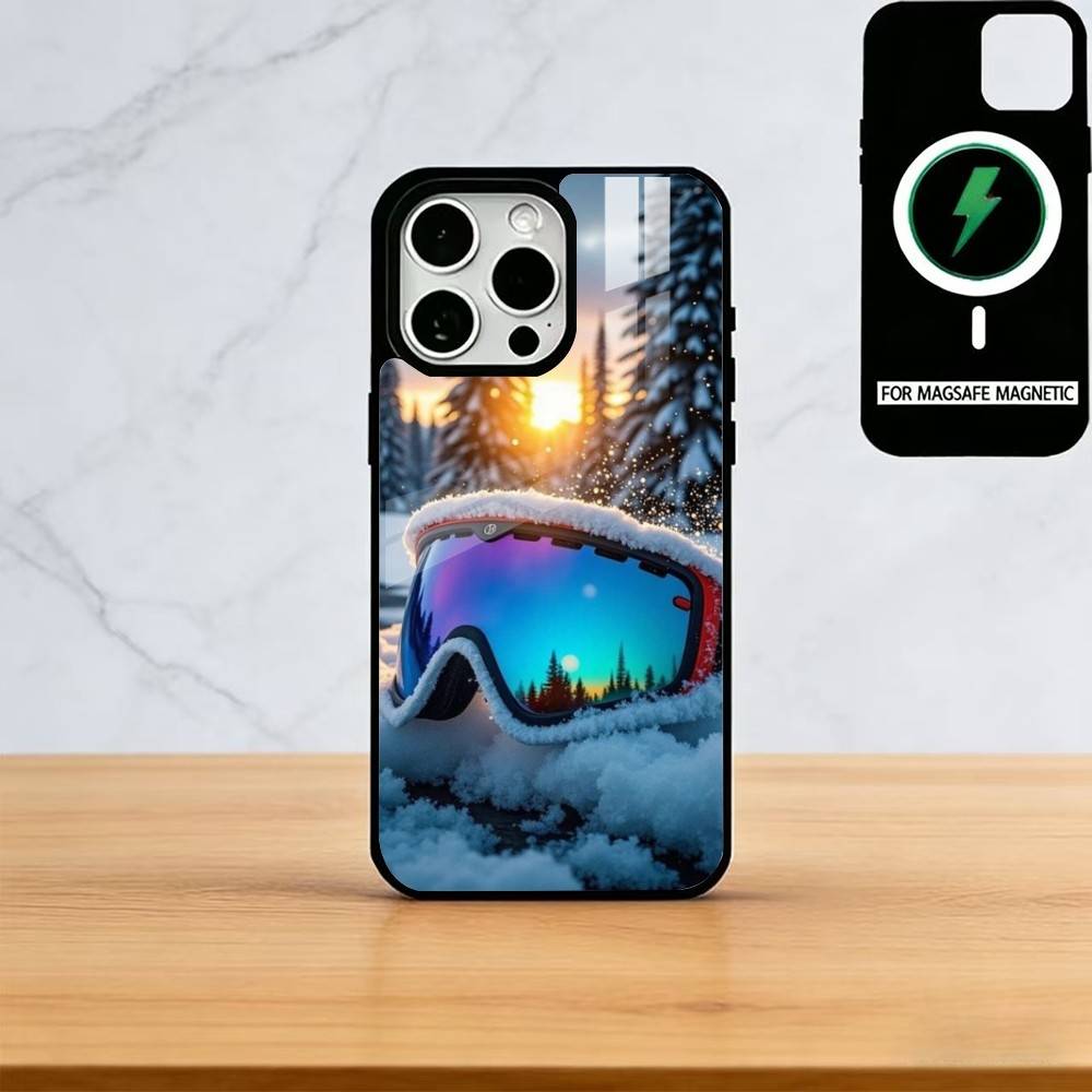 Winter Skiing Phone Case For iPhone17,16,15,14,13,12,11 Plus,Pro Magnetic with Magsafe Wireless Charging