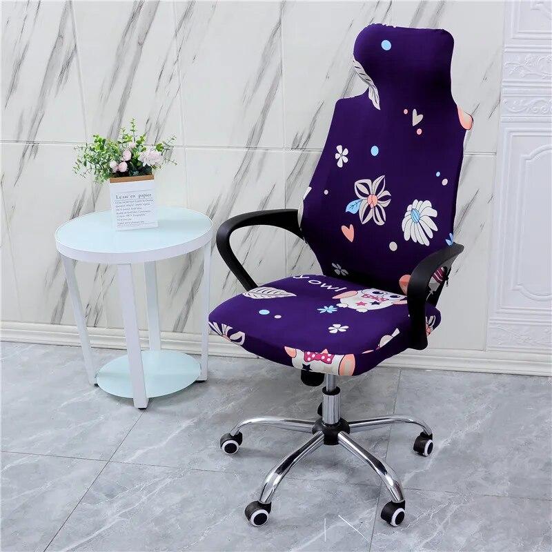 Stretch Game Chair Cover with Headrest for Office Internet Cafe Computer Armrest Gaming Chair Covers Printed Fabric Seat Case