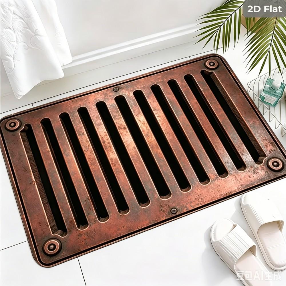 Industrial Style Floor Carpet Iron Grating Printed Non Slip Bath Kitchen Doormat Front Door Entrance Rug Home Decor