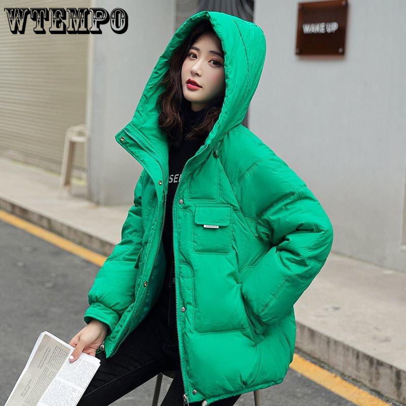 Short Cotton Jackets for Women Autumn Winter Large Size Loose Hooded Coats Female Solid Color Casual Warm Coats