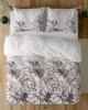 Satin Bedding 160X200 Detexpol White Heather Gray Monstera Leaves