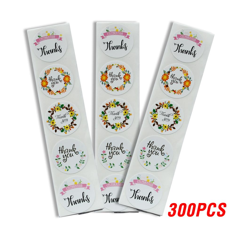 100-500pcs 4 Types Floral Thank You Sticker For Seal Label Scrapbooking Christmas Sticker Decoration Sticker Stationery Sticke