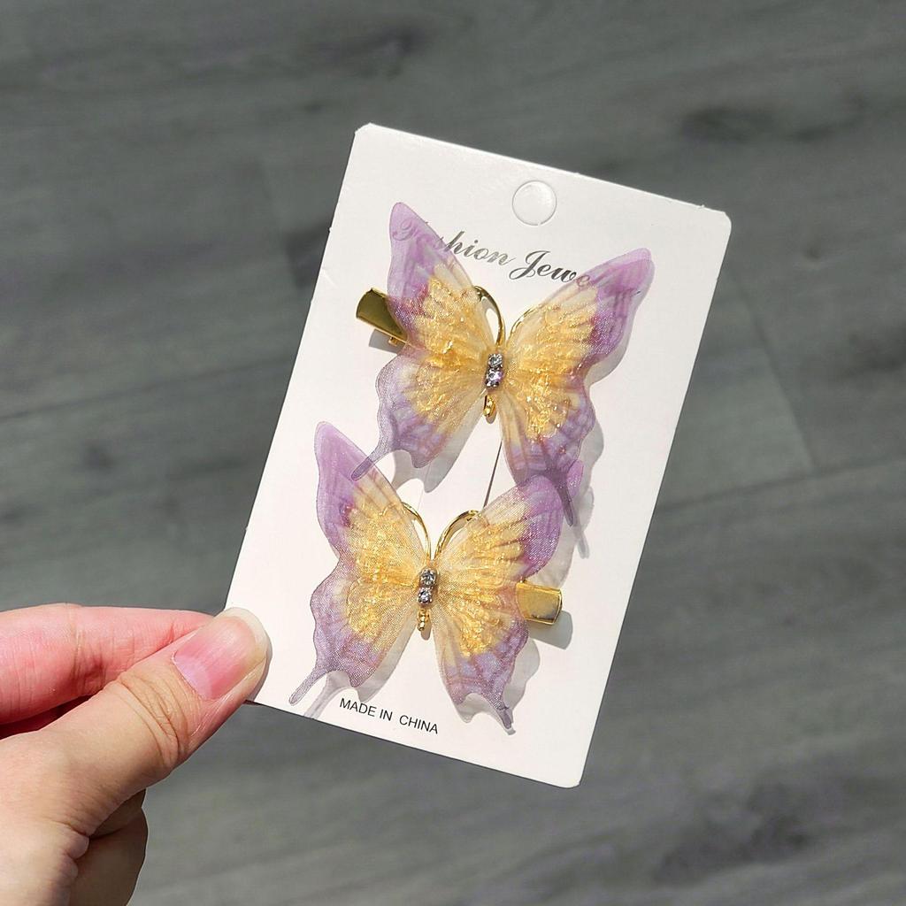 Градиентная заколка-бабочка для детей - симпатичная заколка-уточка из сетки и сплава, идеально подходит для стилей ханьфу и феи