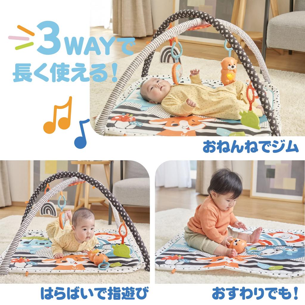 Fisher-Price Развивай свои чувства! Музыкальный развивающий коврик 'Морская выдра', Игрушка для малышей, Игровой коврик-гимнастика для младенцев, Возраст 0+ месяцев, HBP41