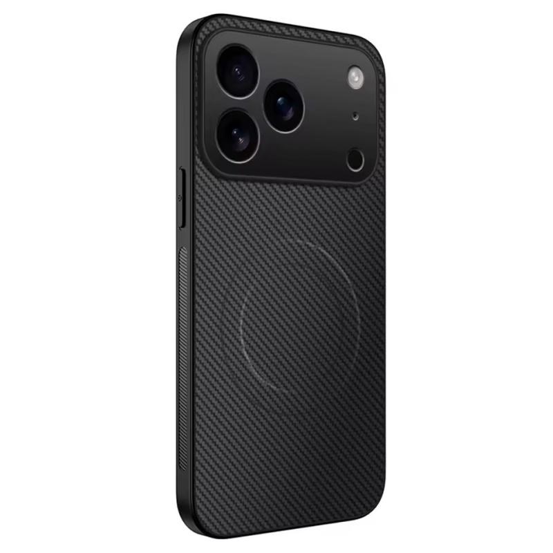 Ультратонкий магнитный кожаный чехол из углеродного волокна для iPhone 17 Air 16E 16 15 14 13 Pro Max для Magsafe Ударопрочный военный чехол