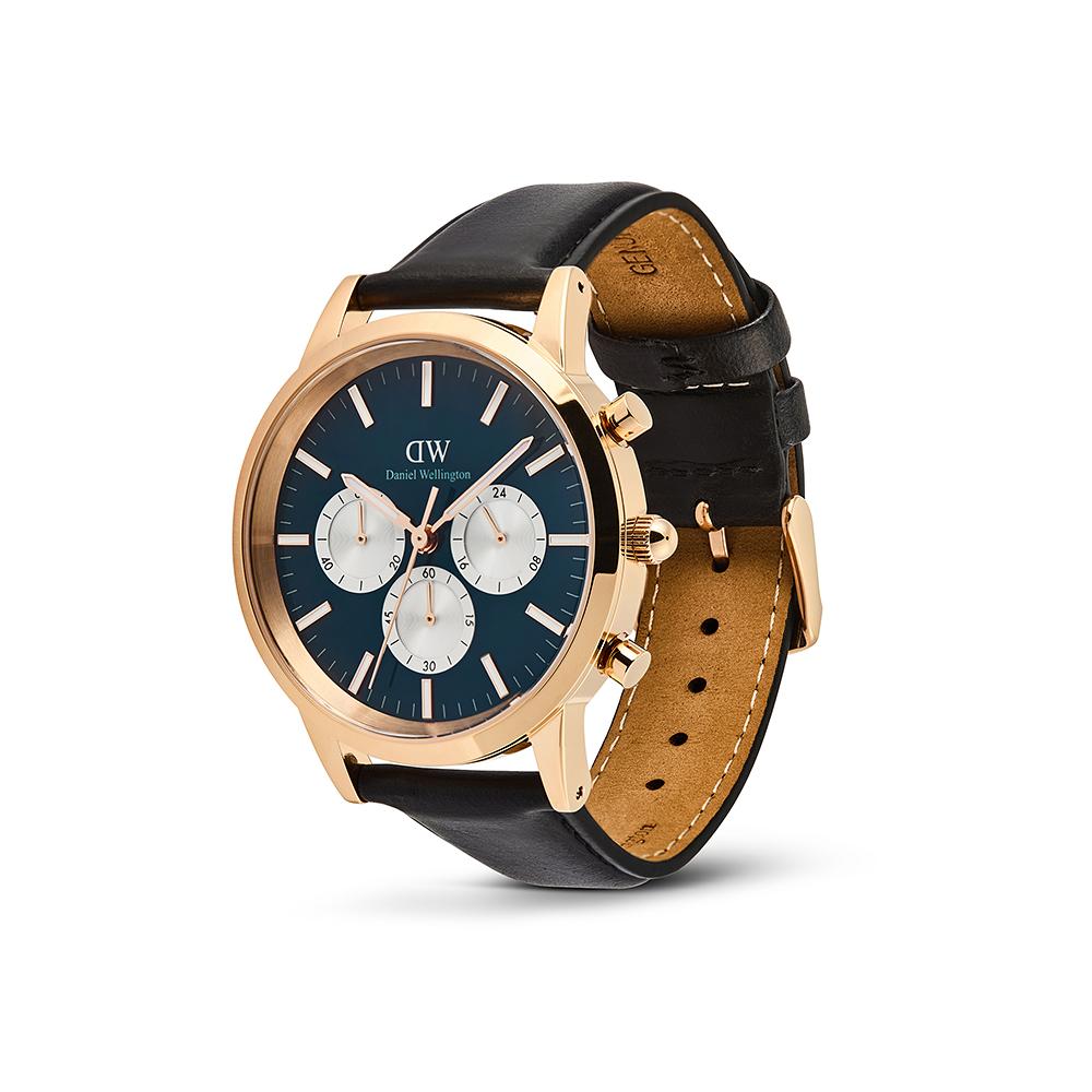 Danielwellingteon Iconic Chronograph Daily Men'S Chronograph Leather Watch Rose Gold
