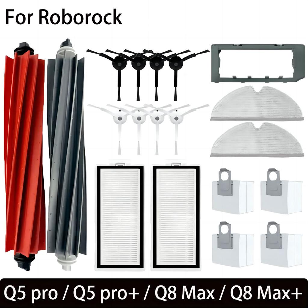 Для Roborock Q8 Max, Q8 Max+, Q5 Pro, Q5 Pro+ Запасные части Аксессуары Основная боковая щетка Hepa-фильтр Моп Мешок для пыли