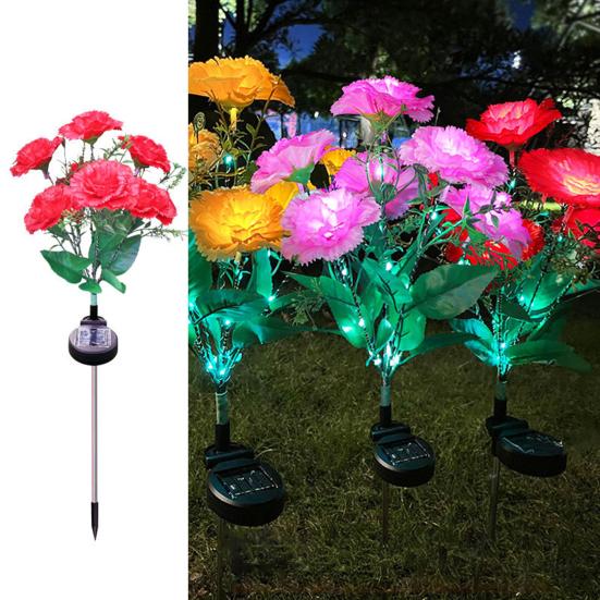 Solar Flower Lights Easy To Install All-weather Outdoor Blooming Flowers Lights Waterproof Decor Night Lights for Lawn Yard Patio Pathway