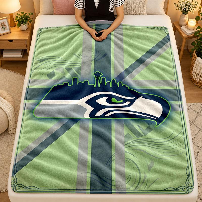 Фланелевое одеяло Seattle Seahawks Теплое Мягкое Плед для Дивана Кровати Гостиной
