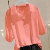 Lady V-neck Short-sleeved Shirt Cardigan Women's Summer Thin Blouse Loose Thin Design Niche Top Cardigan