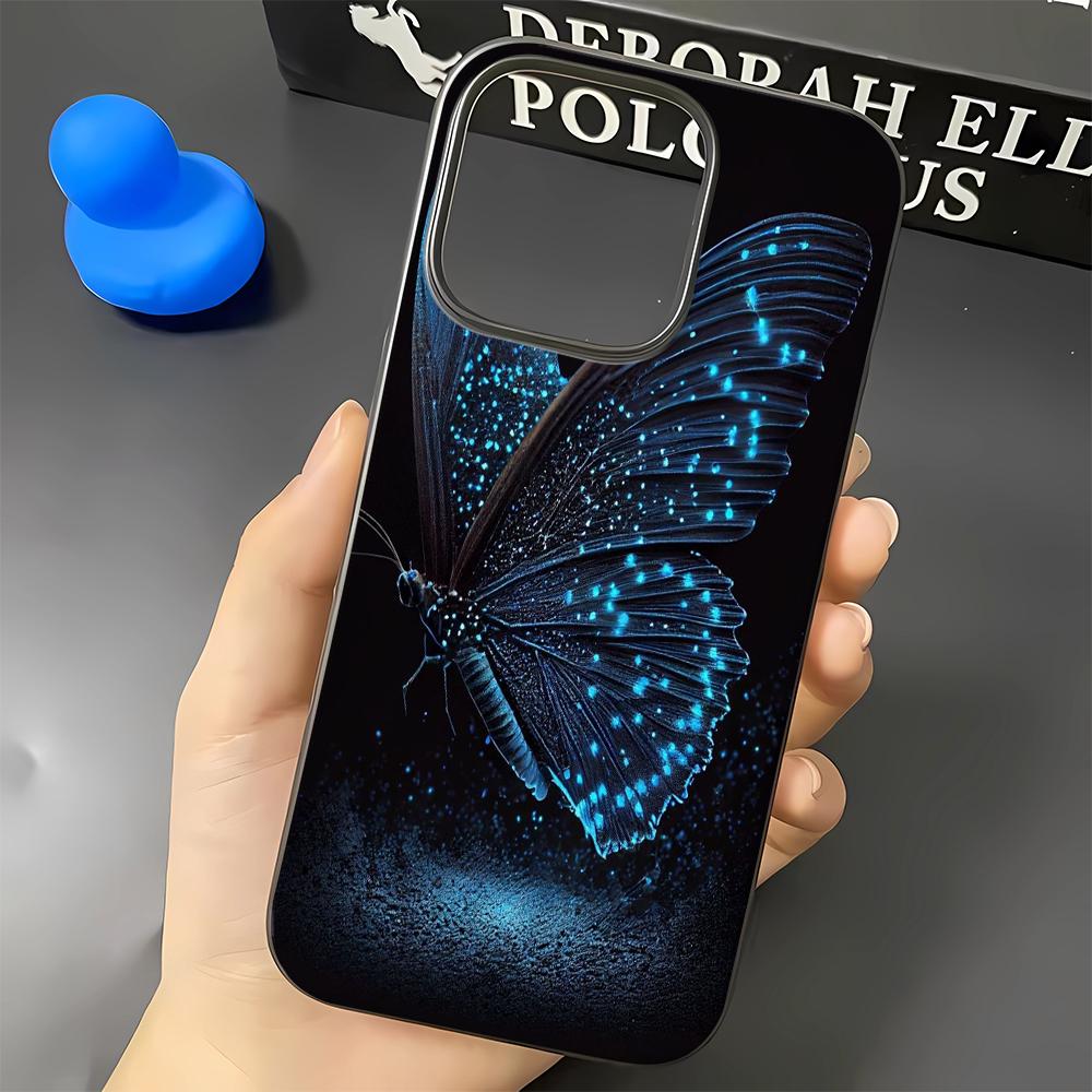Fluorescent Butterfly Phone Case For IPhone 16 15 14 Pro 15 Plus 17 Air 13 12 11 17 Pro Max Case Shockproof Soft Cover Fundas