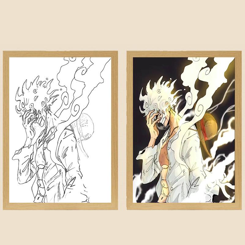 Фото рамка-ночник 'One Piece' Игрушка Персонажи Аниме Luffy Zoro Ночник Настольное украшение Картина Рождественский подарок