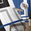 Abstract Geometry Squares Modern Art Blue Tulle Curtains Living Room Kitchen Window Decoration Chiffon Voile Sheer Curtain