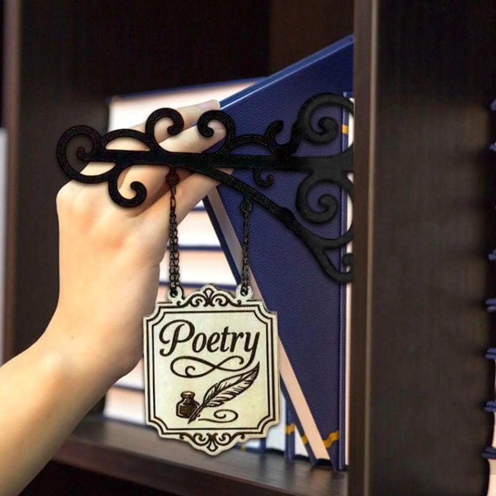 Creative Design Book Nook Sign Wood Metal Material Bookshelf Decoration Hanging Sign Study Corner