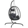 Hanging Egg Chair with Cushions Anthracite Grey Poly Rattan & Steel