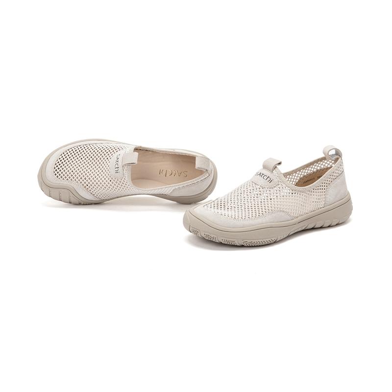 [Cow suede] Simple large mesh breathable and comfortable casual sports shoes sandals