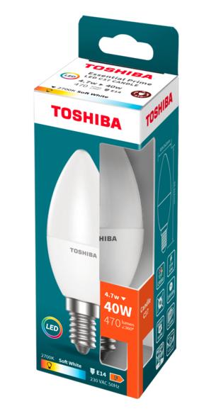 Toshiba essential c37 led bulb 470lm 4.7w 2700k e14