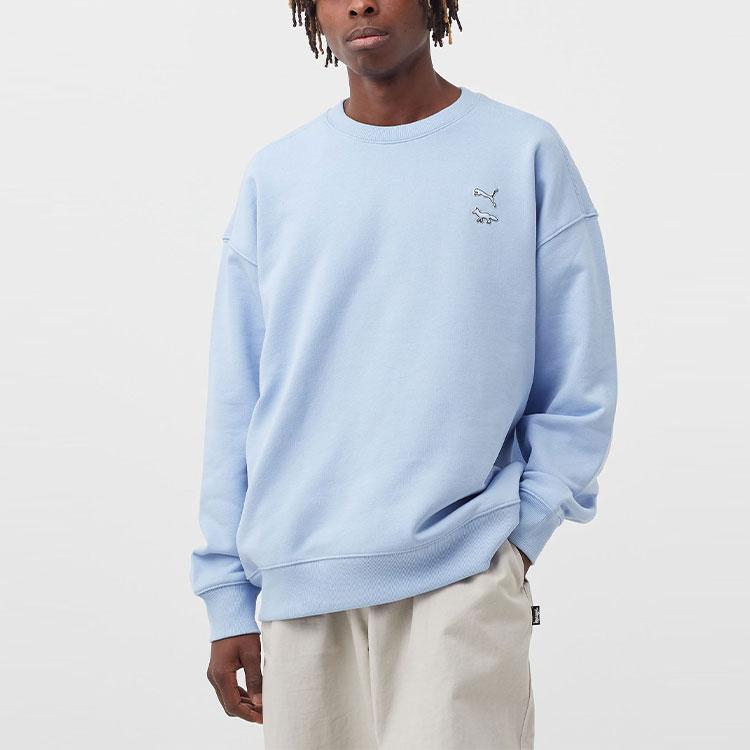 Puma X Maison Kitsune Повседневная спортивная дышащая вязаная толстовка с круглым вырезом Топы унисекс Небесно-голубой 532324-92