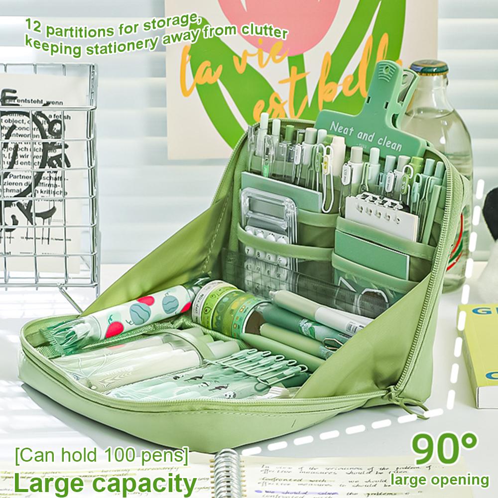 Большой вместительный пенал с пандой, эстетичный холст, симпатичная сумка для ручек, многофункциональное портативное хранилище для студентов, косметичка с высокой косметикой