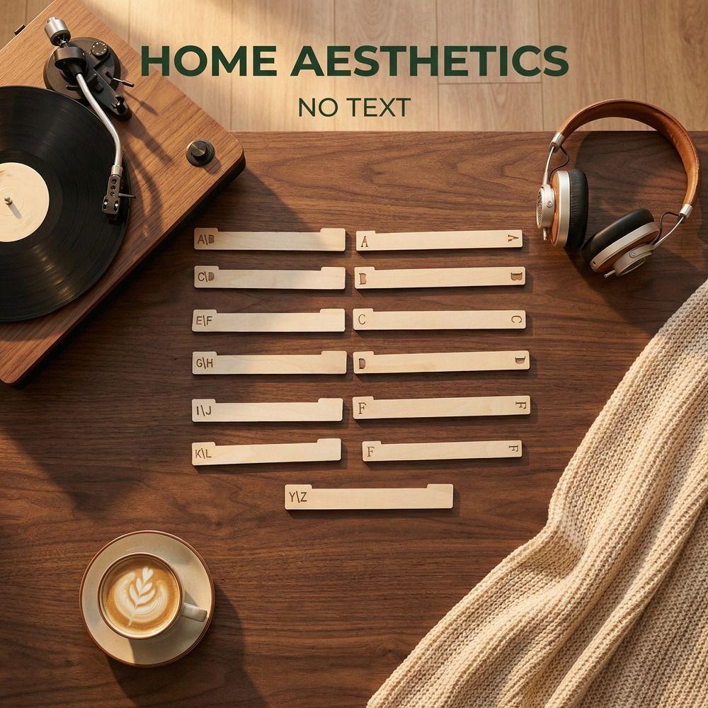 Wooden Vinyl Record Dividers Alphabetical a-Z Record Index Card Music Collection