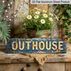 2D Flat - 1pc Metal Sign Measuring 15.7×3.94 Inches, Aluminum Decorative Sign - Featuring A Rustic Vintage Outhouse Design. This 2D Flat Print Wall