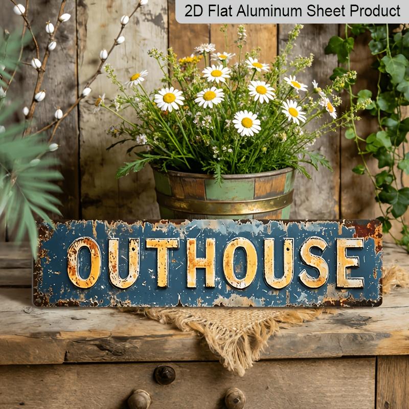 2D Flat - 1pc Metal Sign Measuring 15.7×3.94 Inches, Aluminum Decorative Sign - Featuring A Rustic Vintage Outhouse Design. This 2D Flat Print Wall