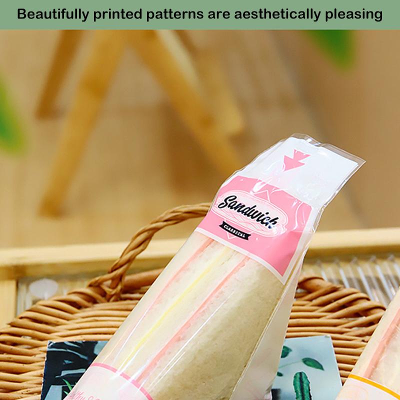 100 Pieces Of Sandwich Wrappers Special Disposable Easy To Tear Transparent Triangle Cake Baking Bread Packaging Bag