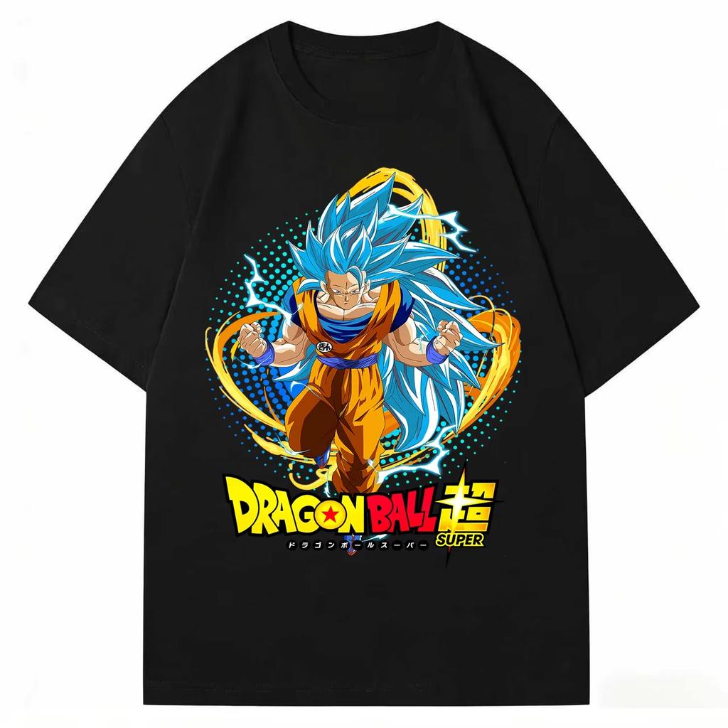 Dragon Ball Vintage Super Saiyan Blue Goku Print Tee pure Cotton 2026 Summer T-Shirt Unisex High Quality Casual Streetwear
