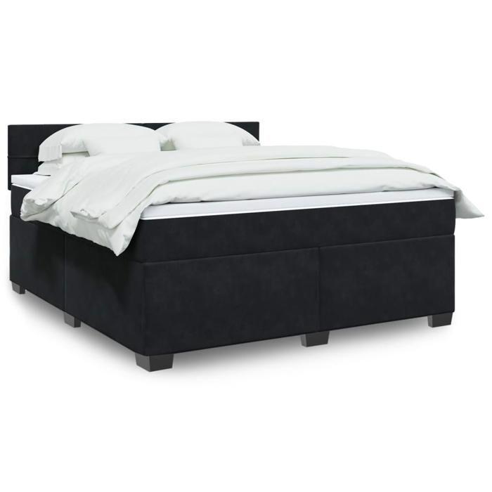 Maison Exclusive - Sommier à lattes de lit avec matelas Noir 180x200 cm Velours