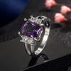 Huajie Фиолетовый Квадратный Циркон Вставка Полый Женский Кольцо Элегантный Классический Банкетный Дамский Новый Кольцо Тренд Волна