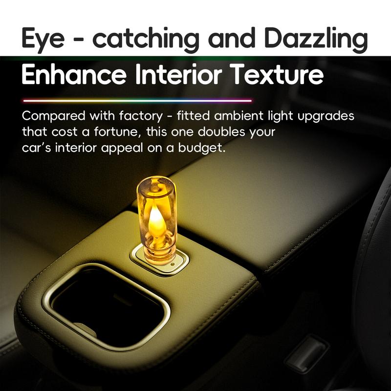 Car USB LED Rainbow Color Atmosphere Light LED Filament Lamp Portable Lighting Plug and Play Decorative Atmosphere Light