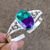 Bi-Color Tourmaline Gemstone 925 Sterling Silver Cuff Bangle Adjustable KKG-224
