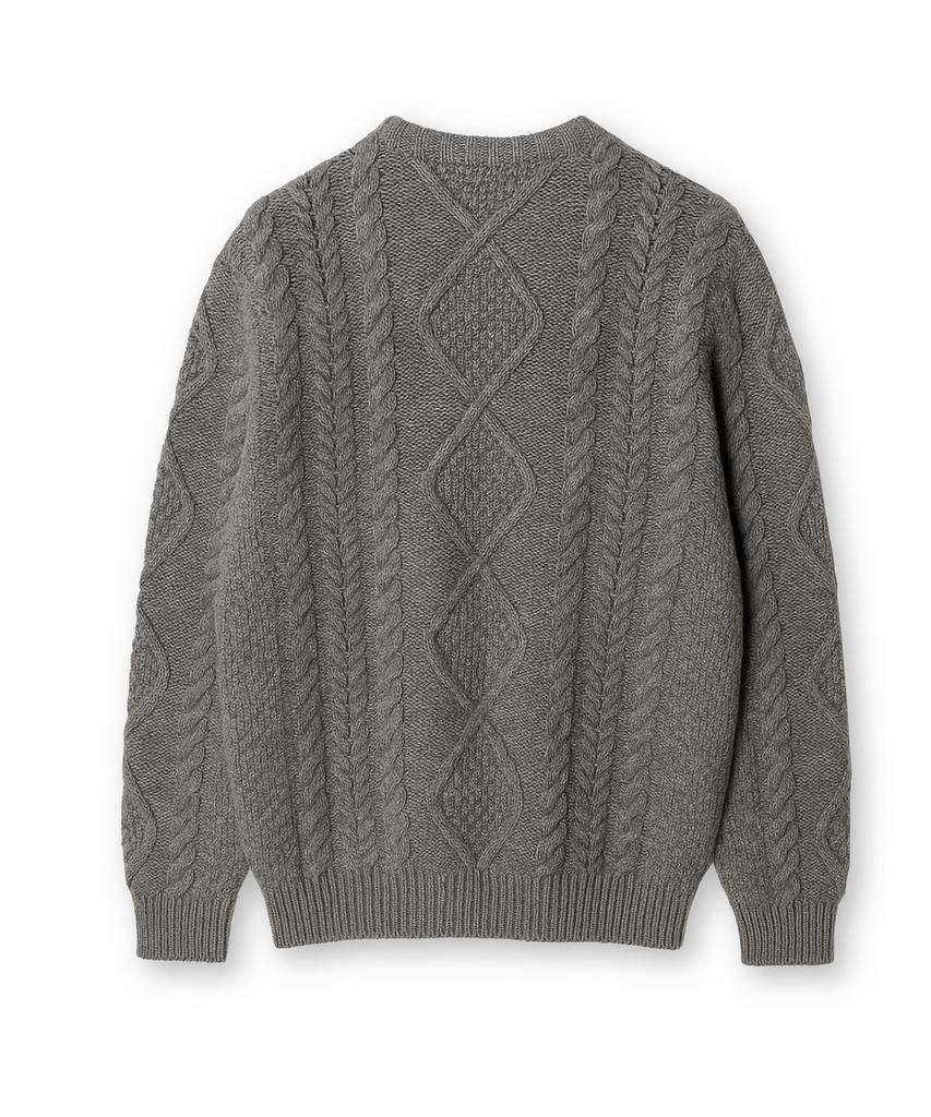 Edeunbeoleokeulleob Aran Crew-Neck Sweater (Grey)