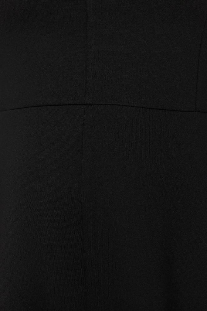 Женское платье больших размеров, черное мини-трикотажное платье с детальной строчкой