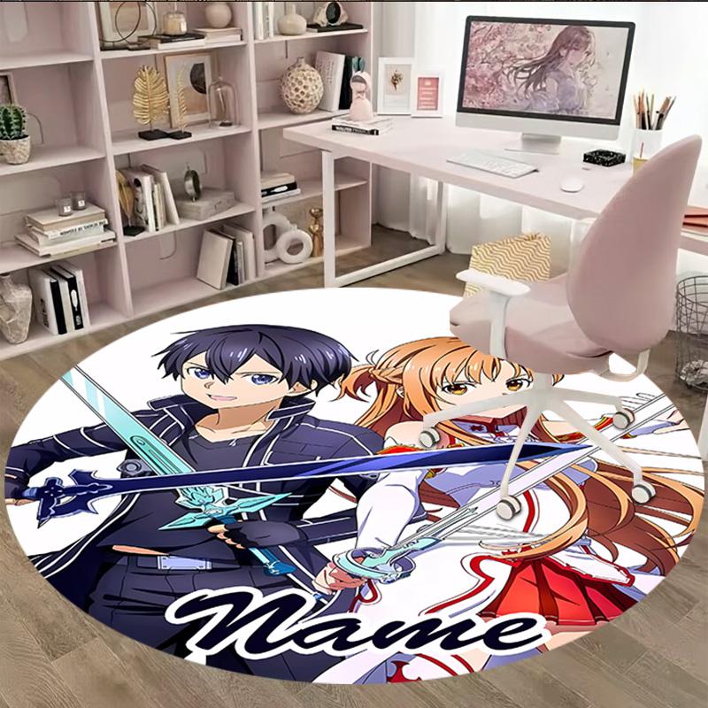 Customizable S-Sword Art Online1 Round Non-Slip Carpet - Ideal for Garden, Picnic, Office, Perfect for Decoration, Suitable For All Seasons