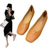 Women's Lightweight Casual Flats Square Toe Shoes Business Work Loafer Faux Leather Flats Slip On Low Heel Dressy Loafers Women Walking Driving Shoes