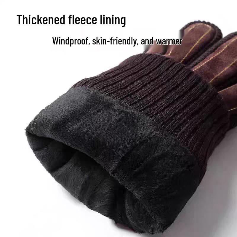 Мужские осенне-зимние теплые перчатки из свиной кожи