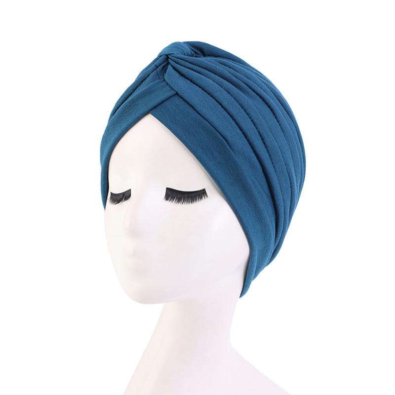 Indian Muslim Women Turban Jersey Hijab Bonnet Pleated Cap Hair Loss Hat Islamic Under Scarf Head Wrap Chemo Caps Beanies Cover