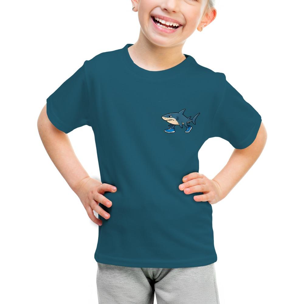 Модная детская футболка с акулой на ходу, горчичного цвета, для мальчиков и девочек, подарок на день рождения, одежда для детей на все сезоны, активные малыши