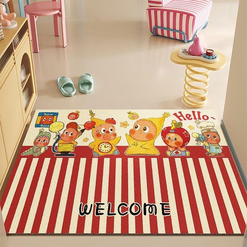 VIKAMA Cute Yellow Cartoon Twinkle Twinkle Carpet Doormat Non-Slip Bathroom Mat Rug For Bedroom Carpet For Live Room Home Decor