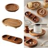 Brown Jewellery Display Trays Round Oval Wood Wood Pedestal Stand Desktop Ornament Perfume Organizier Candle Storage Rack