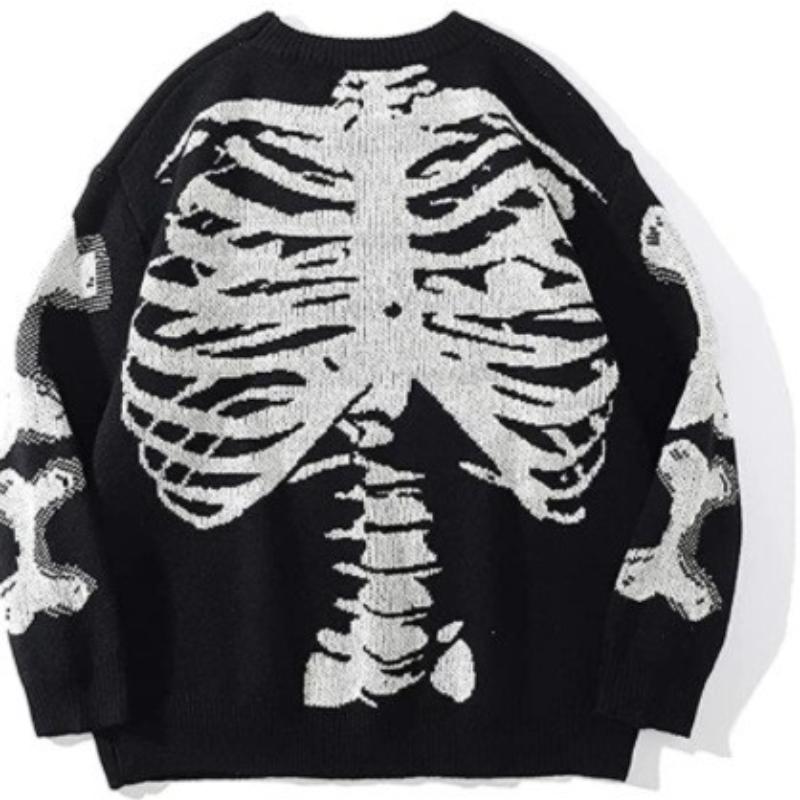 Осень и зима свободный череп пара уличный свободный пуловер с круглым вырезом повседневный модный свитер