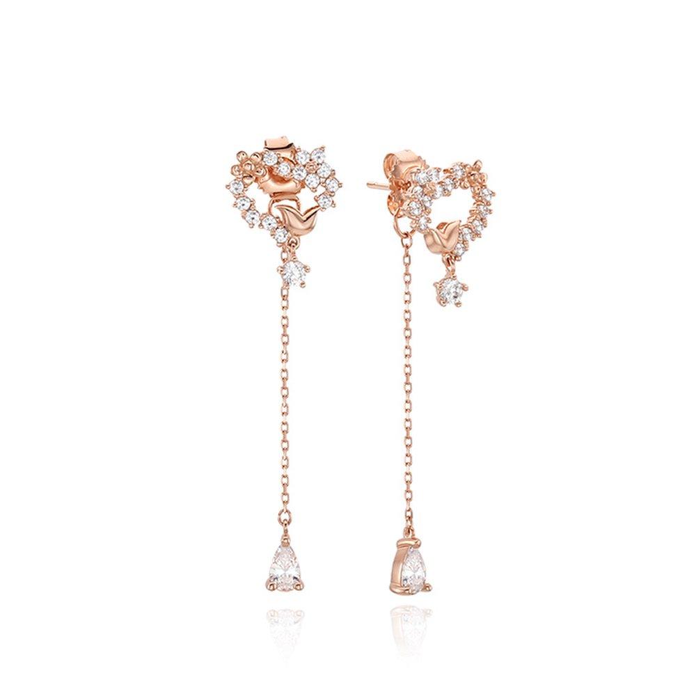 Quing Heart Pink Silver Earrings Tessvp11595S