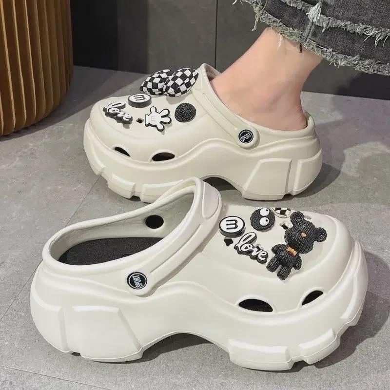 Женские летние 2024 года нескользящие пляжные сандалии Baotou на толстой подошве