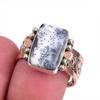 Natural Dendrite Opal Gemstone Two Tone 925 Sterling Silver Gift Ring S.8 O9b02