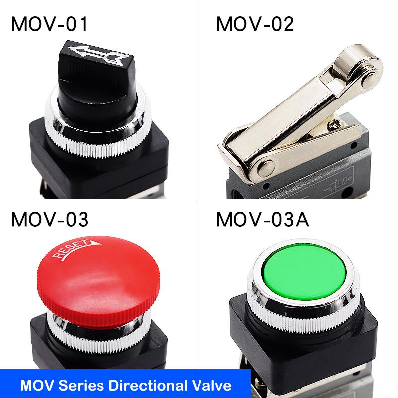 1PCS Push Button Pneumatic Mechanical Valve MOV-01 MOV-02 MOV-03 MOV-03A Manual Valve Air Switch Control Valve Momentary