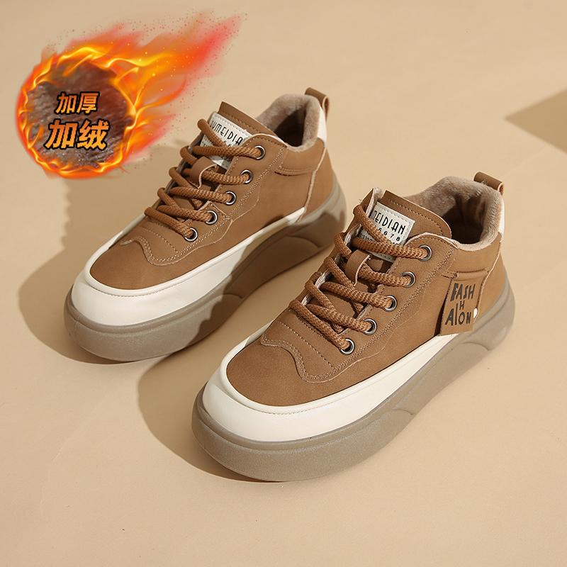 CRLAYDK Classic Women's Fashion Sneakers Winter Fur Lined Casual Tennis Platform Skate Leather Shoes Walking Footwear Trainers