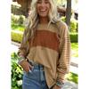 Женская весенне-осенняя рубашка-пуловер с круглым вырезом и длинными рукавами в полоску
