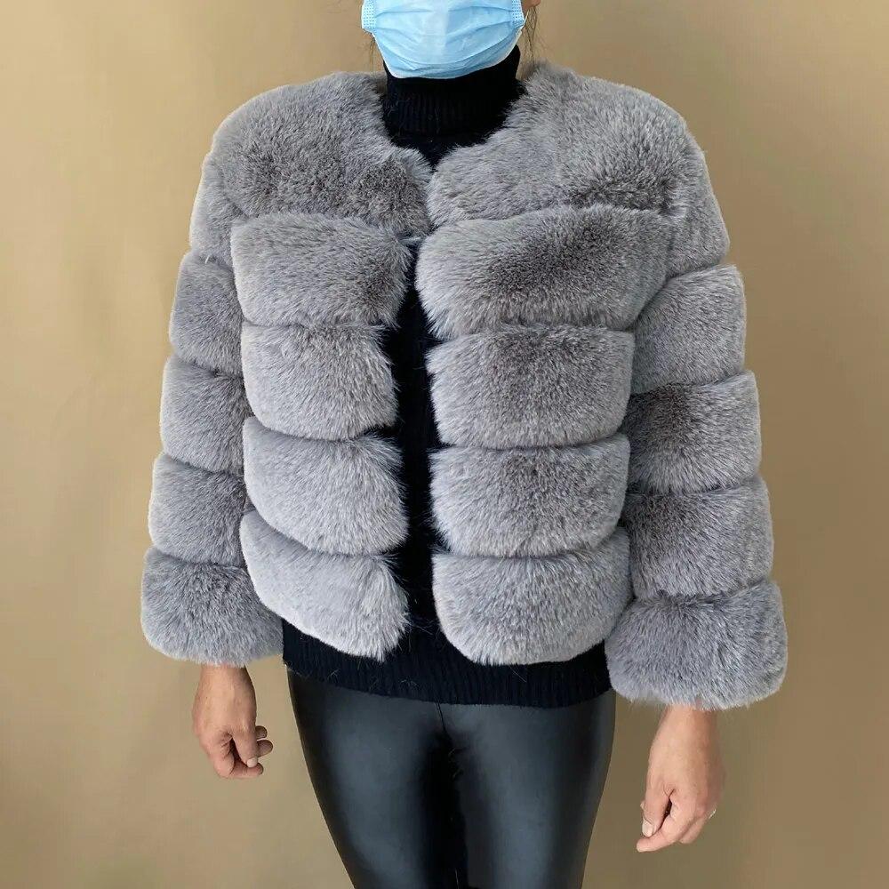 Норковые пальто, женское пальто из искусственного меха, зимнее пушистое короткое пальто, куртка из искусственного меха, женская пушистая мода, роскошный кардиган с круглым вырезом и длинными рукавами, топы, уличная куртка